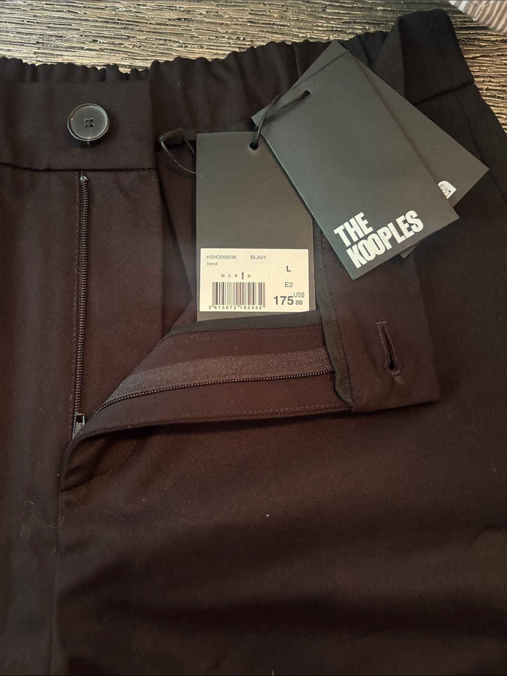 The Kooples Black Tailored Zip-Front Shorts